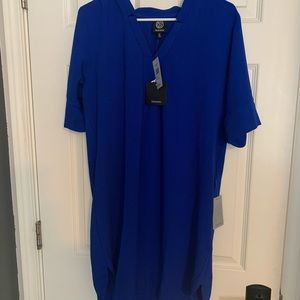 Cobalt blue shirt dress